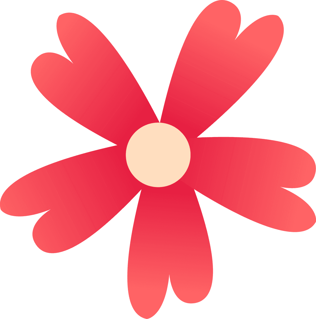 Transparent Minimalist Red Flower with Gradient Petals