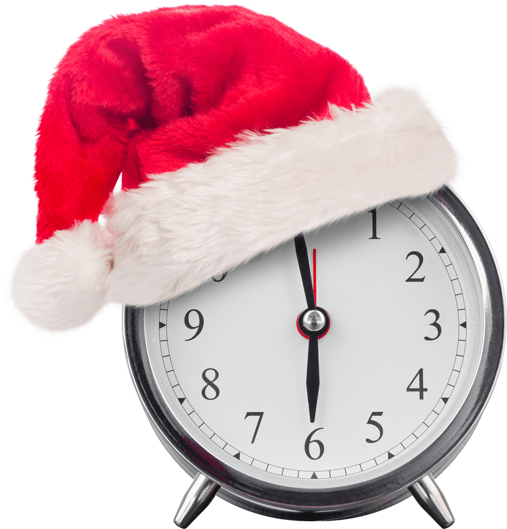 Transparent Clock with Santa Hat Signifies Holiday Countdown