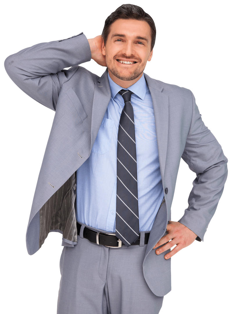 Happy Caucasian Businessman on Transparent Background