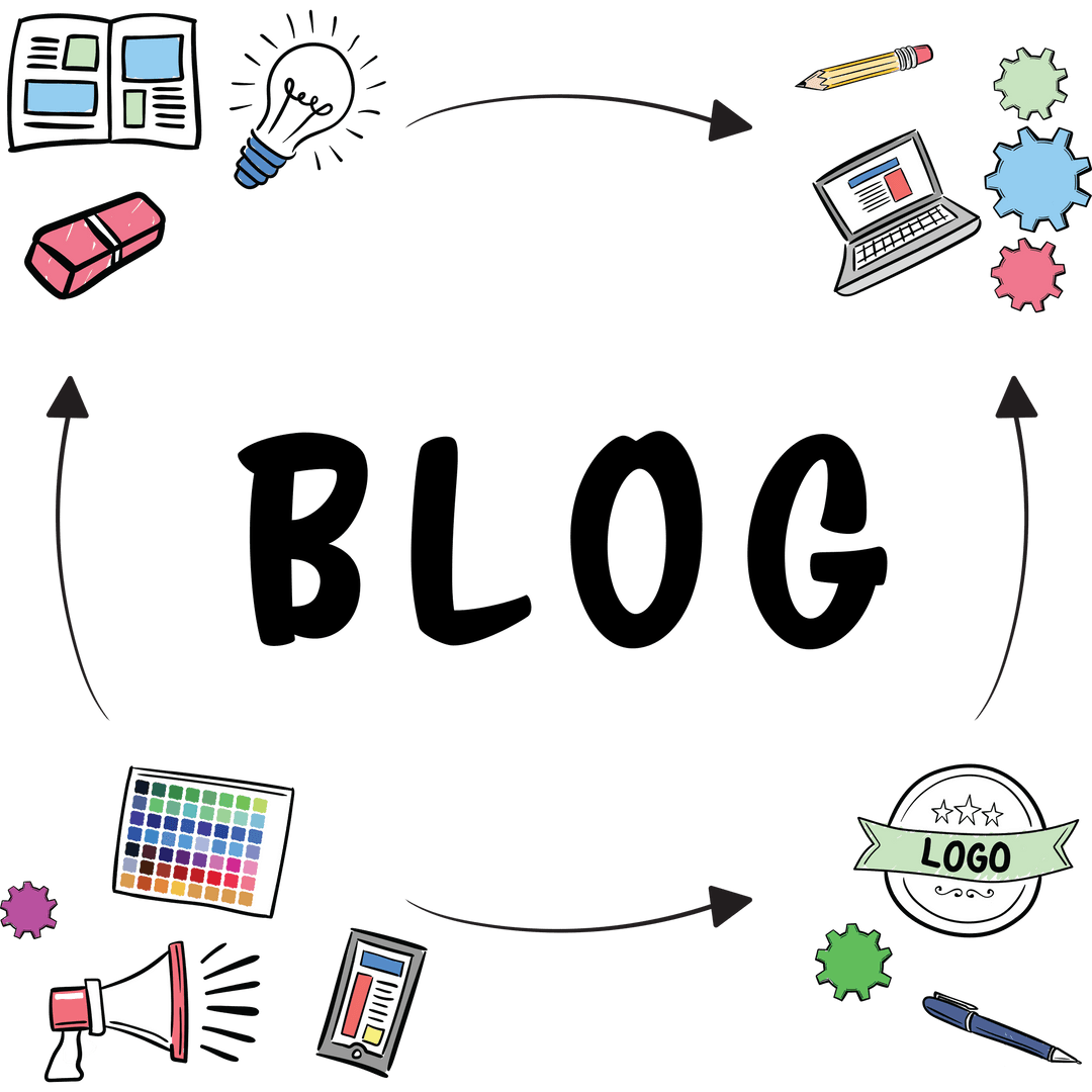 Creative Media and Blog Elements on Transparent Background