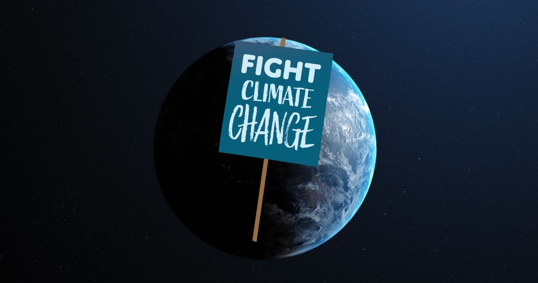 Climate Change Advocacy with Protest Sign in Space