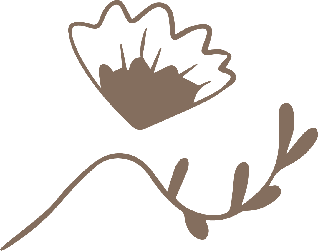 Abstract Brown Botanical Line Art on Transparent Background