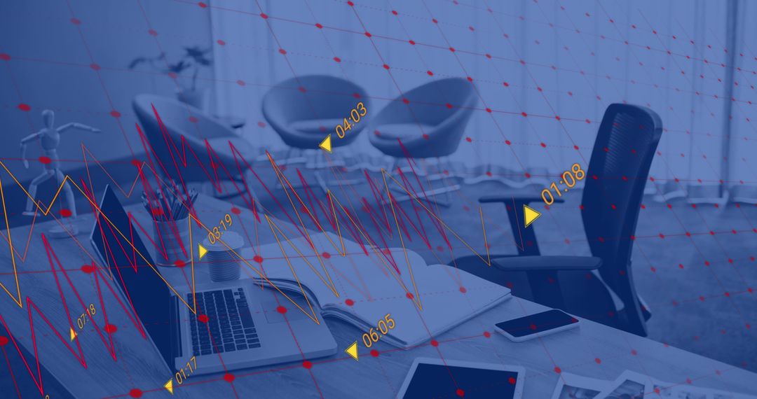 Financial Data Overlay on Modern Office Desk