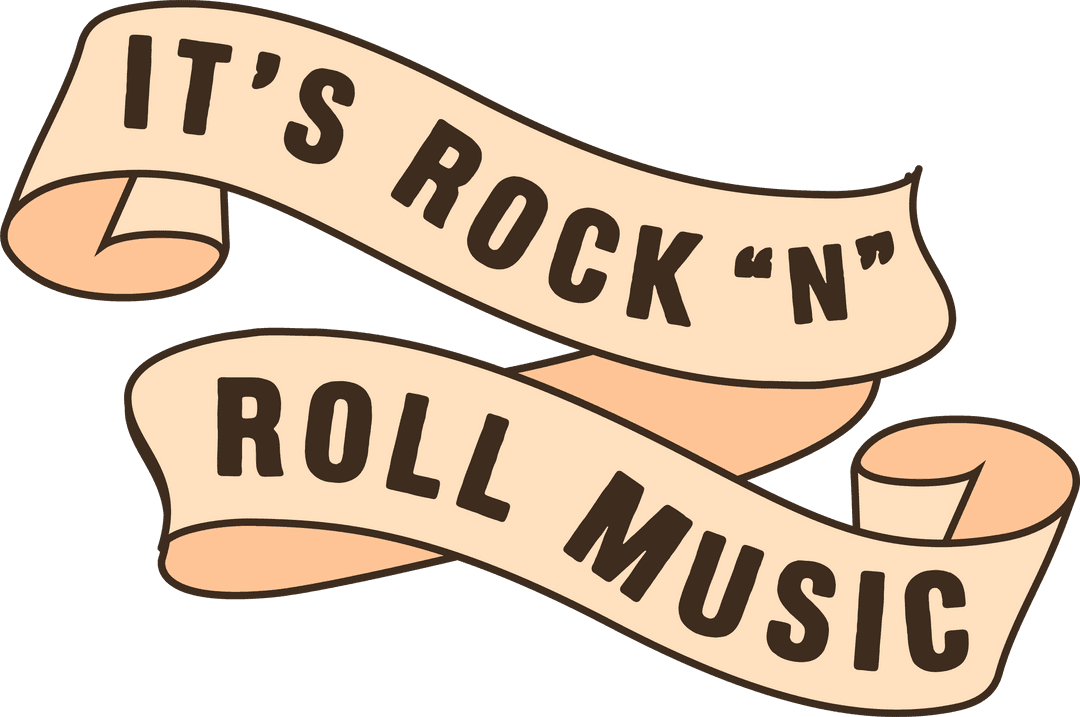Vintage Rock 'n' Roll Banner Ribbon on Transparent Background