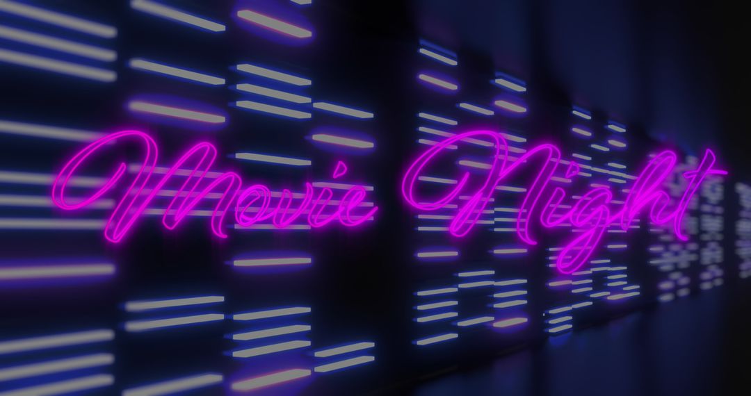 Neon Movie Night Sign with Dynamic Lines in Background