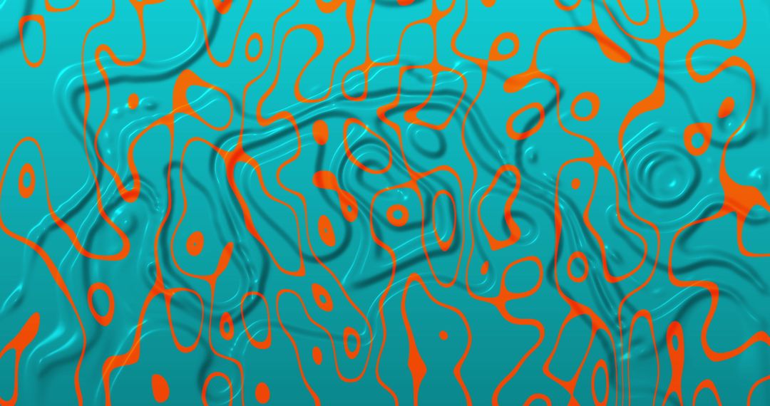 Dynamic Flowing Liquid Shapes in Turquoise and Orange