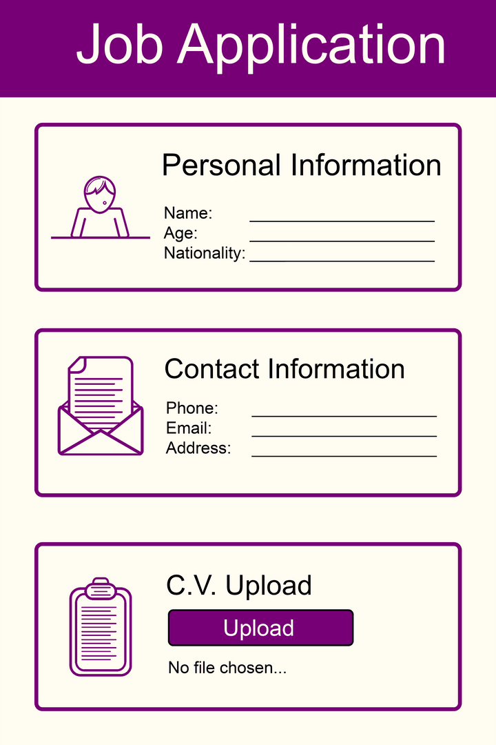 Digital Job Application Format with Transparent Background