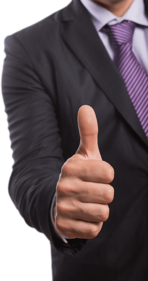 Businessman Giving Thumbs Up in Transparent Background