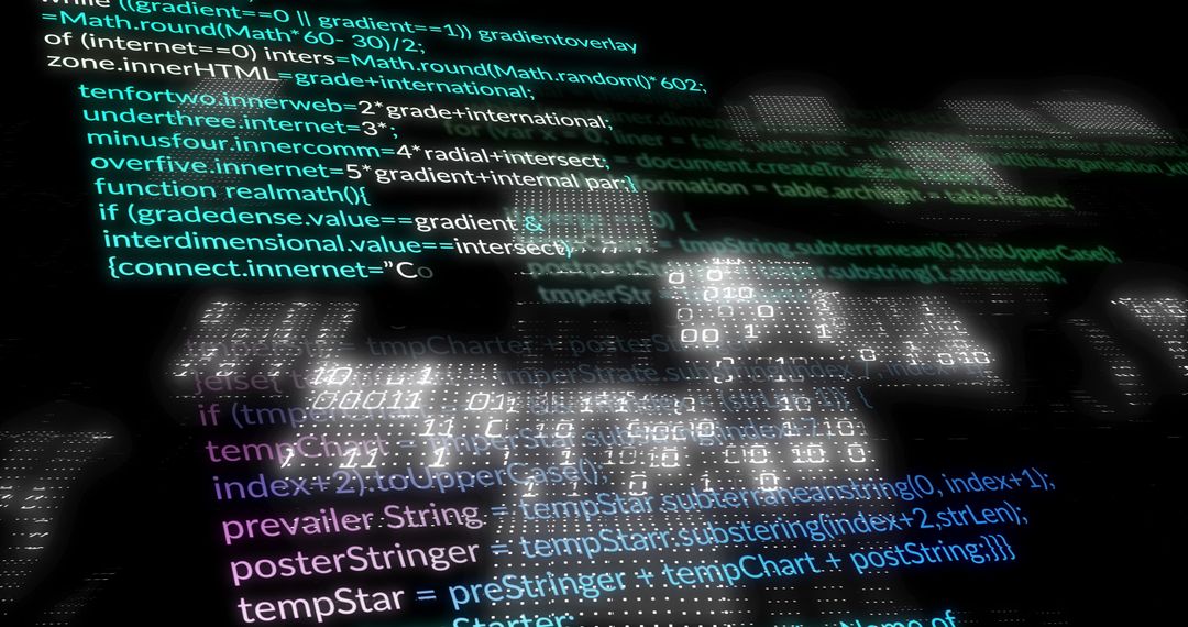 Tech Skull Code Art with Fluorescent Network and Digital Data