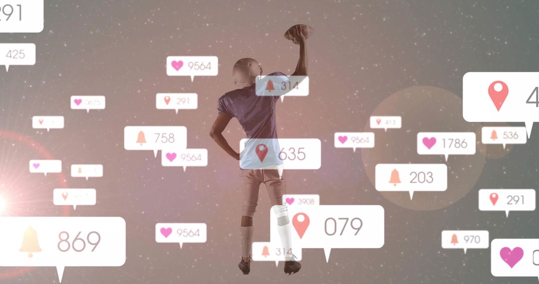 Celebrating Football Player Interacts with Digital Realm