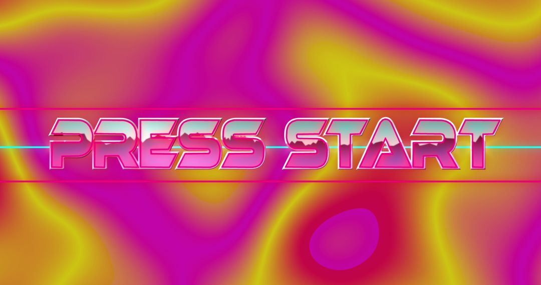 Retro Neon Pixel Art Video Game Startup Screen