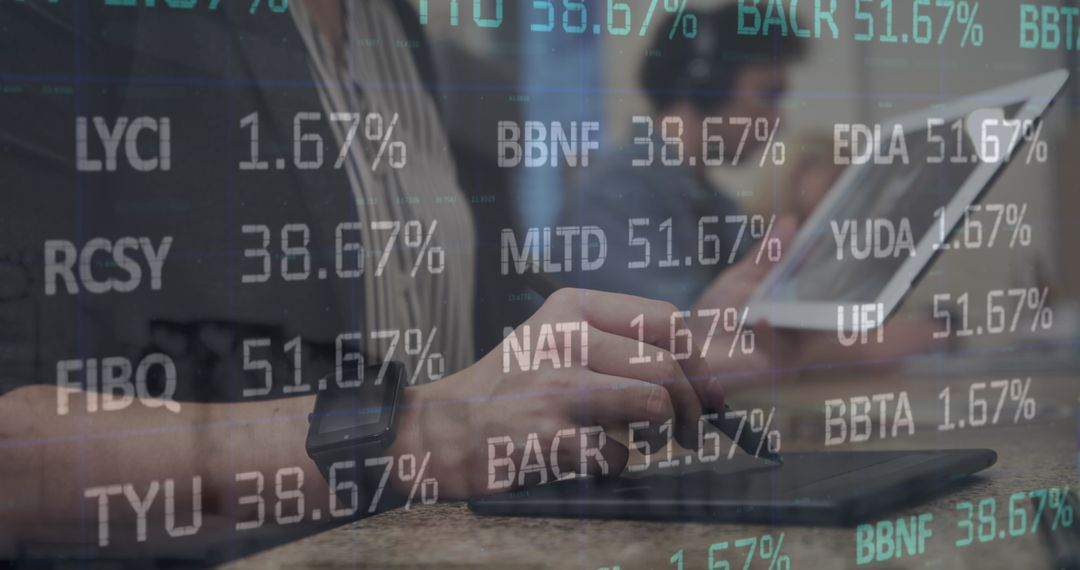 Surfing Stock Market Data on Graphic Tablet Letting Businesses Thrive
