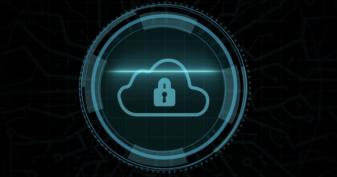 Cybersecurity Cloud Lock Symbol on Digital Interface
