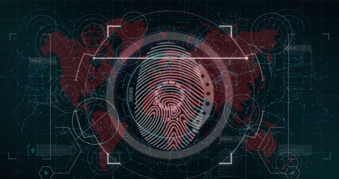 Biometric Fingerprint Scanning on Digital World Map