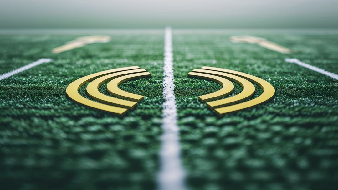 Signal Icons on Football Turf Symbolizing Communication