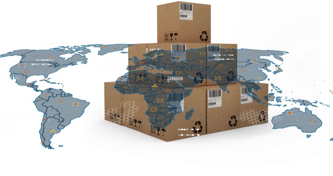 Global Shipping and Logistics with Barcode and Connectivity Visualization