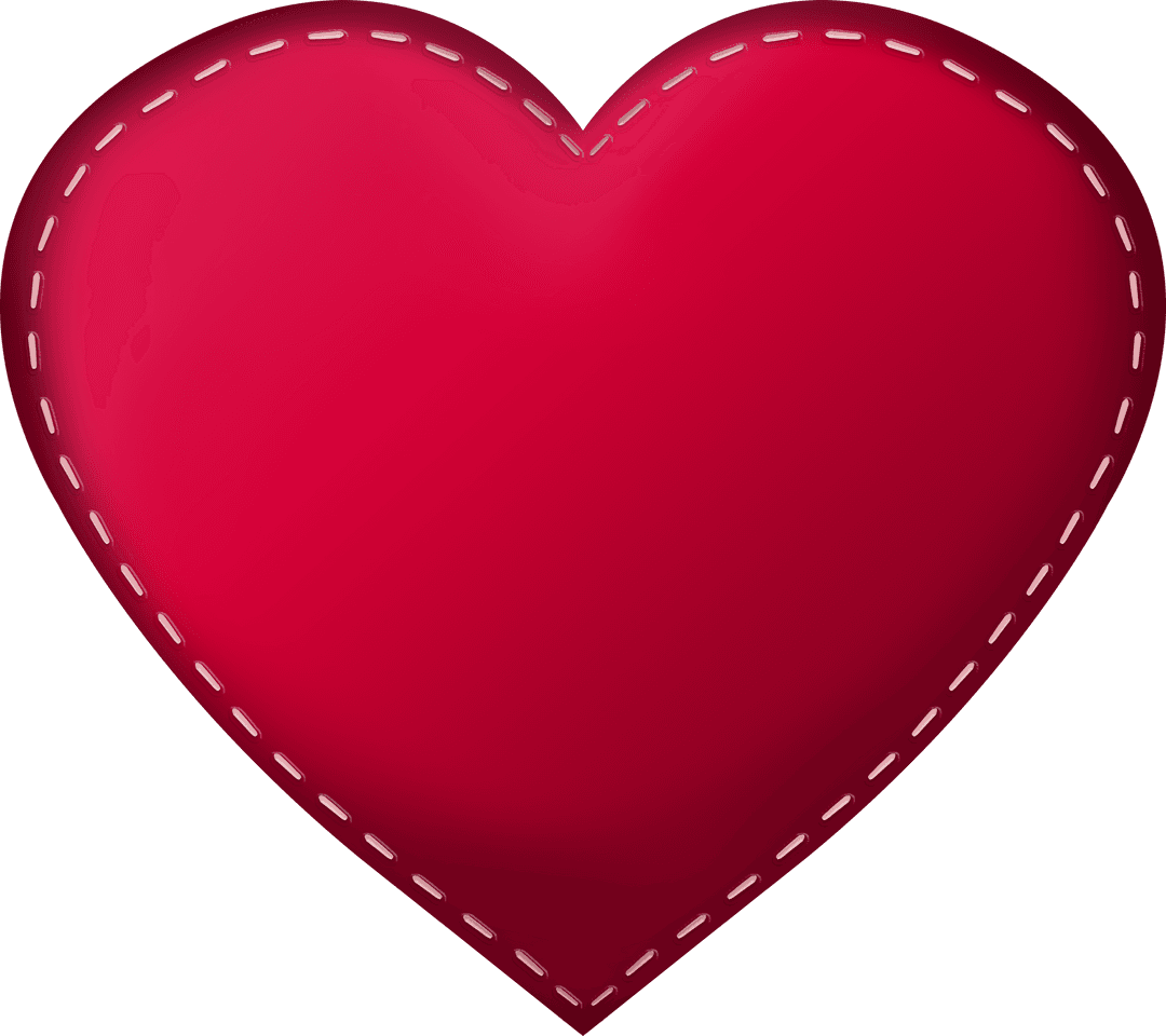 Transparent Red Heart with Stitched Edges for Romantic Design