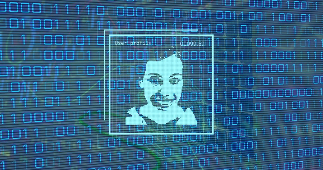 Facial Recognition on Digital Data Background