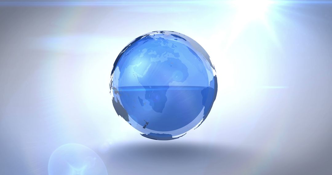 Abstract Blue Globe with Sun Flare in Background - Free Images, Stock Photos and Pictures on Pikwizard.com