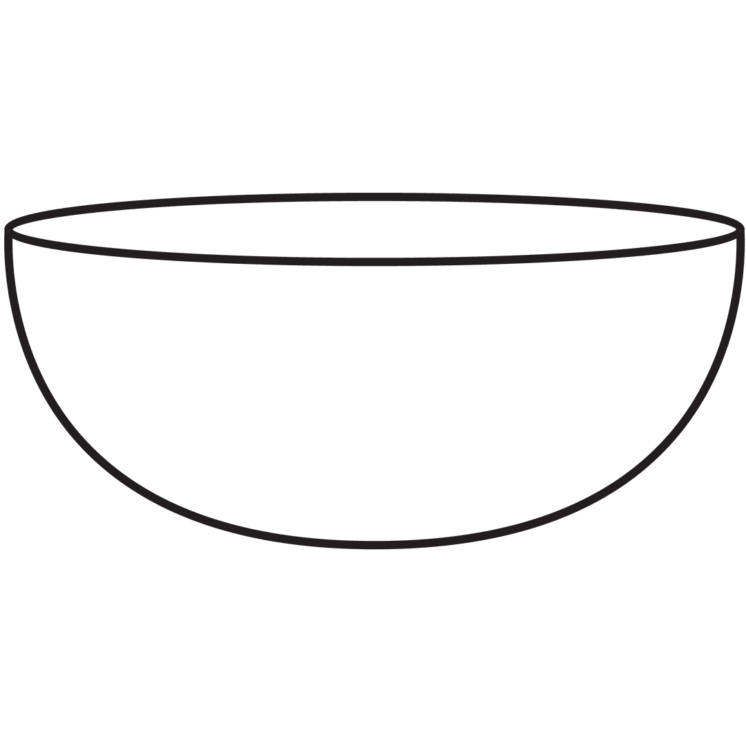 Transparent Bowl with Minimalist Black Outline on Clear Background