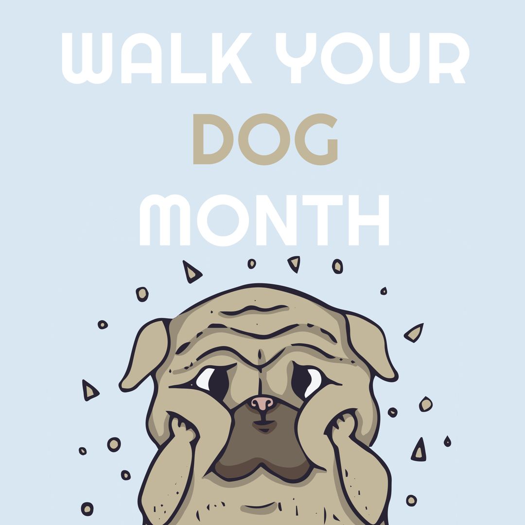 Playful Cartoon Pug Encourages Canine Exercise