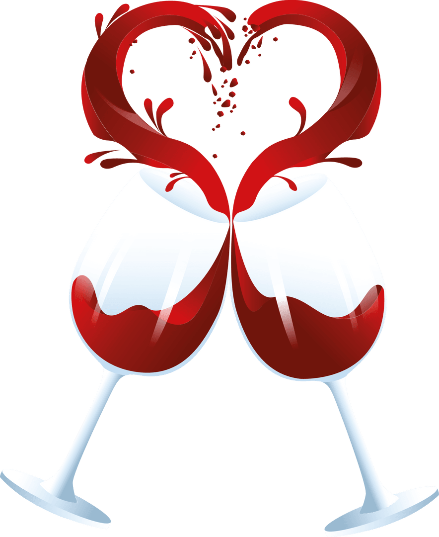 Romantic Transparent Wine Glasses with Heart Splash