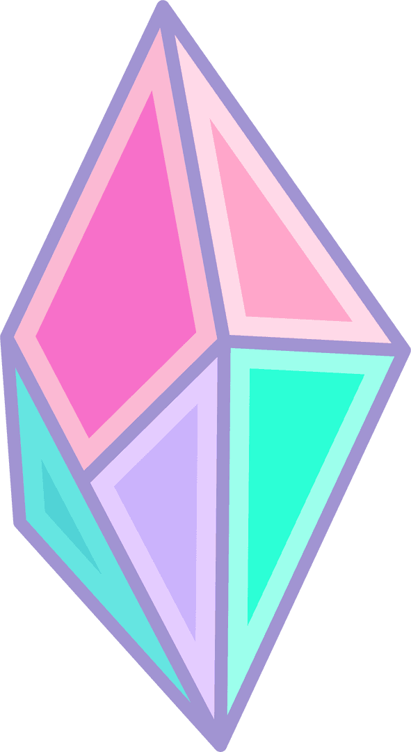 Pastel Geometric Crystal Prism on Transparent Background