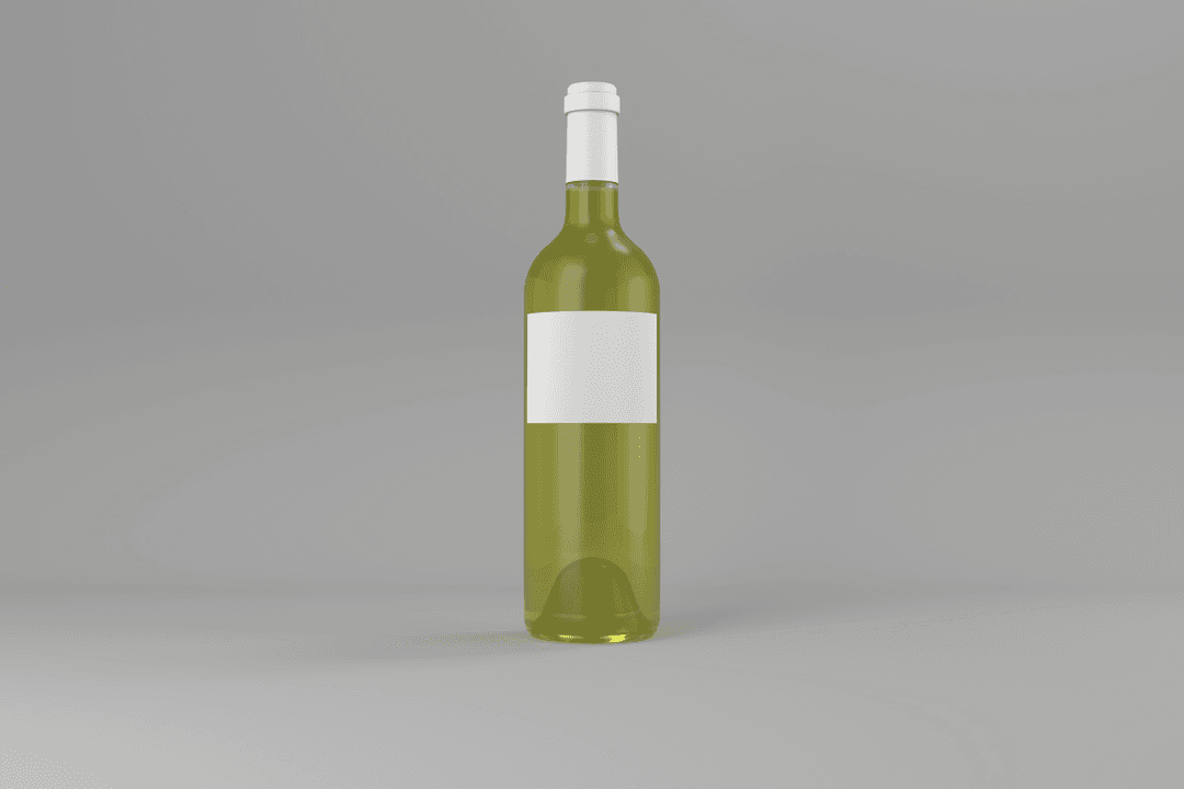 Transparent White Wine Bottle Mockup with a Plain Label Design