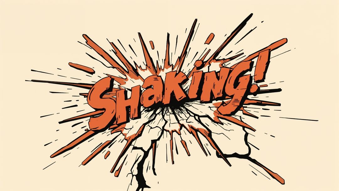 Comic Style Explosion Onomatopoeia with Dynamic Text and Cracks