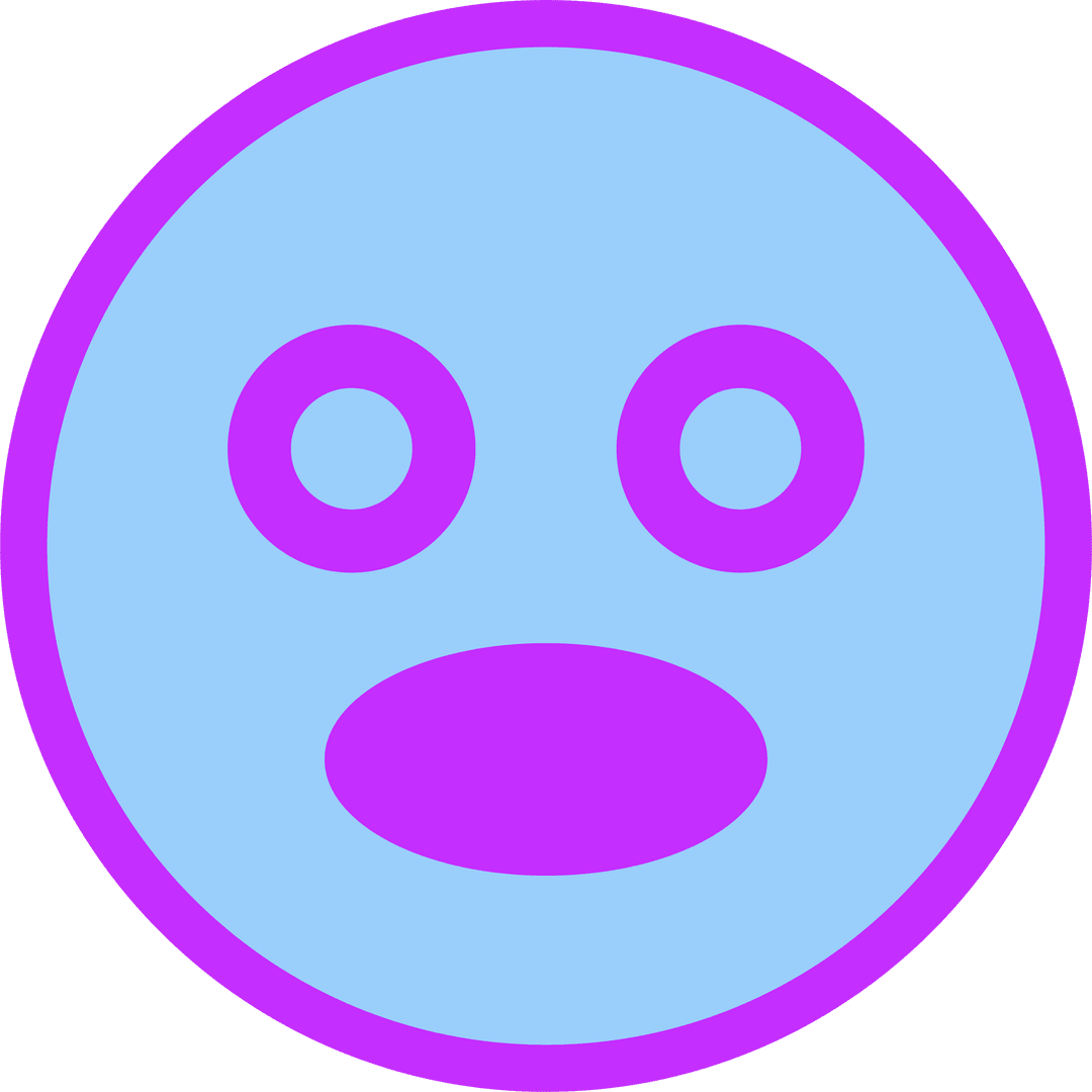 Surprised Emoticon Face with Magenta Border on Transparent Background