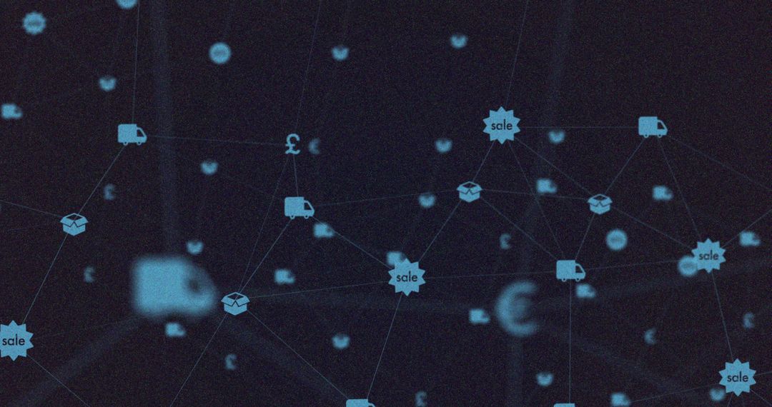 Global Network of Connections with Shopping Icons