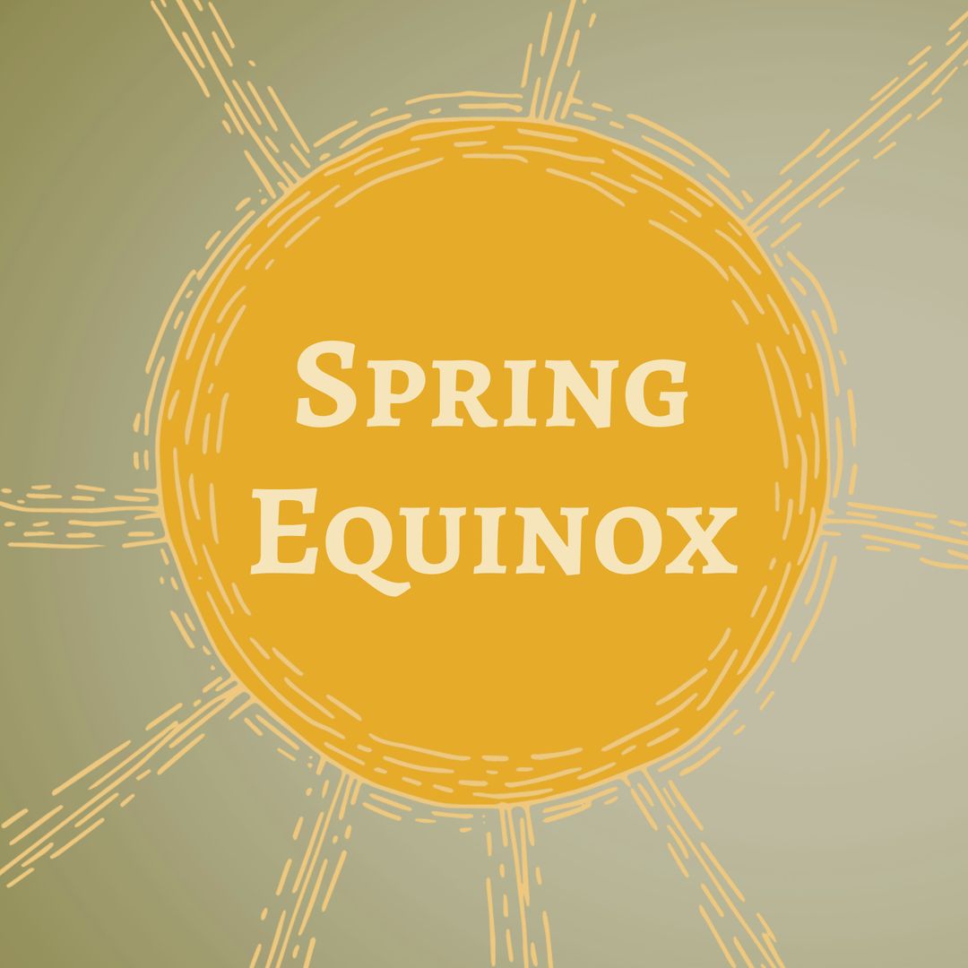 Spring Equinox Illustration with Stylized Sun Design