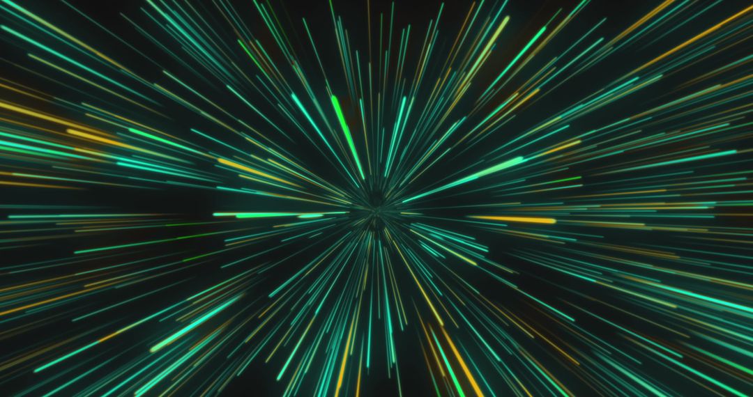 Dynamic Green Trails on Black Background Conceptualizing Speed