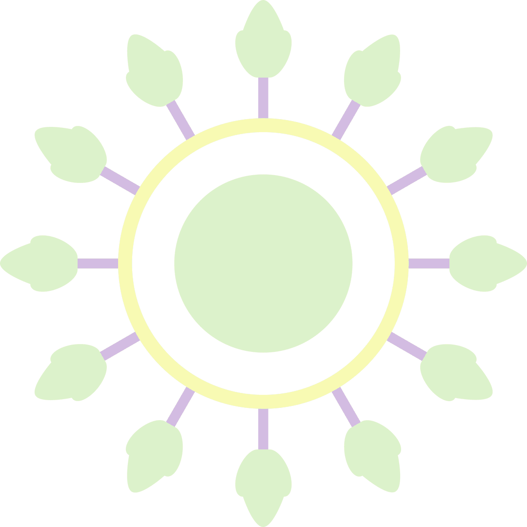 Green and Yellow Rosette Art on Transparent Background