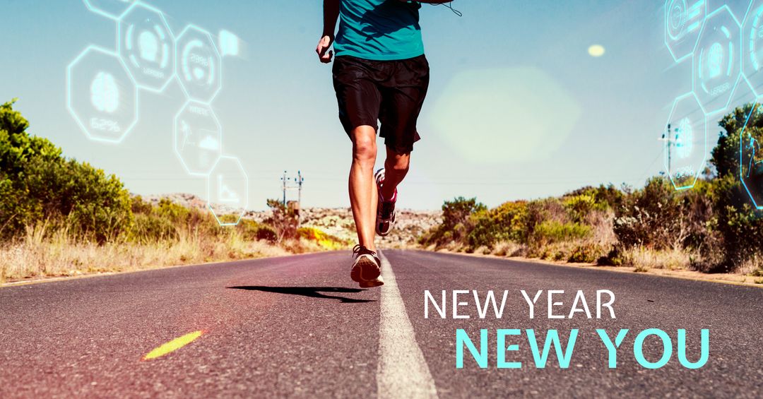 Man Running for Fitness on Open Road Aligned with New Year Goals
