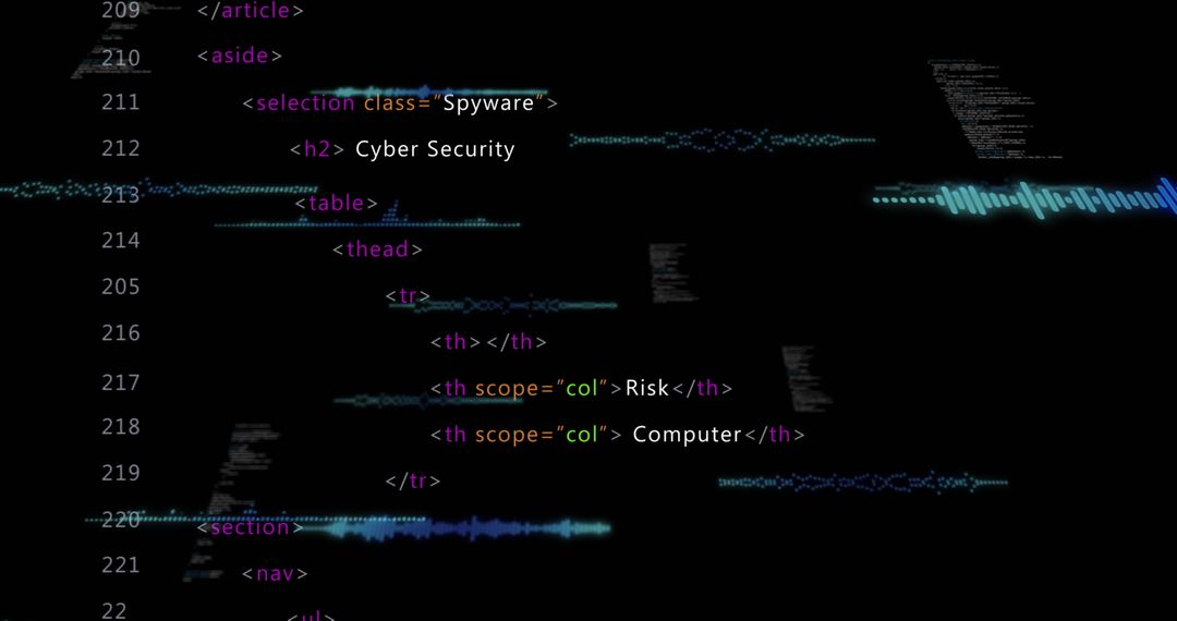 Cybersecurity Code Interface with Digital Glitch Effects