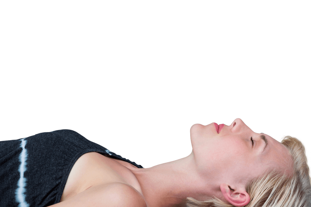 Tranquil Young Woman Napping in Profile on Transparent Background