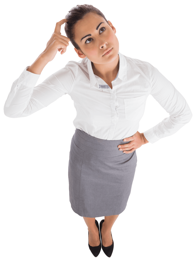 Transparent Conceptual Businesswoman Thinking and Scratching Head