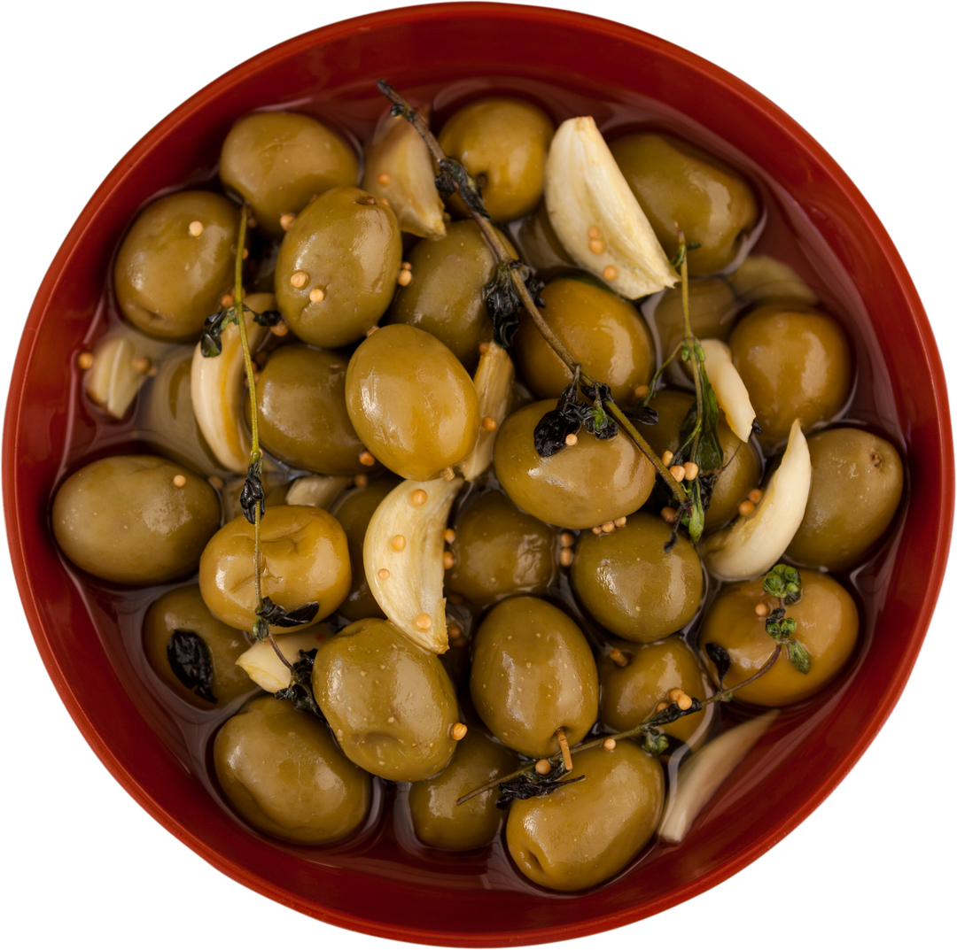 Transparent Bowl of Olives with Garlic and Herbs in Oil - Download Free Stock Images Pikwizard.com