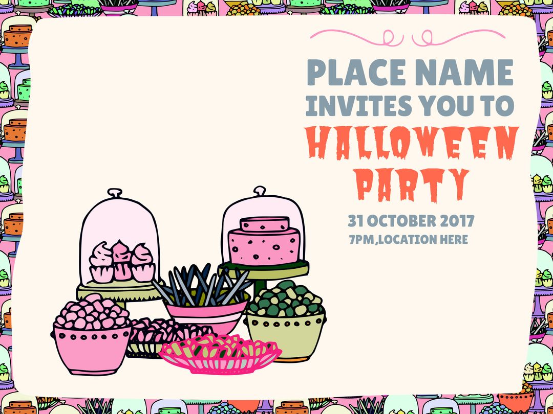 Fun Halloween Party Invitation with Treats illustration