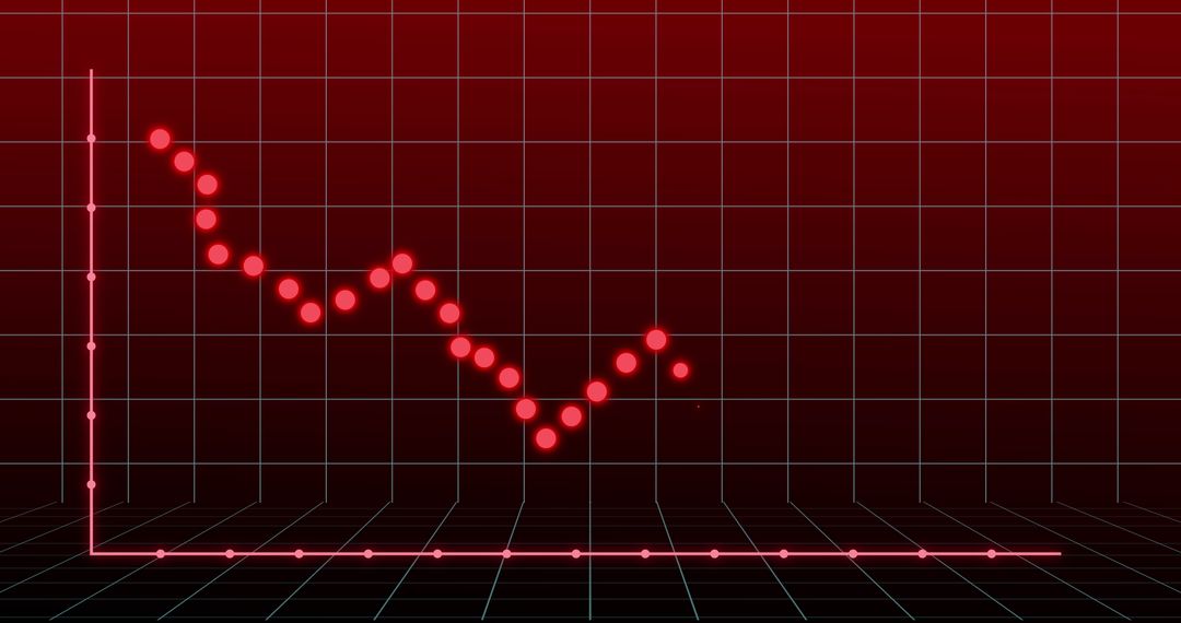 LED Dot Financial Graph on Red Digital Background