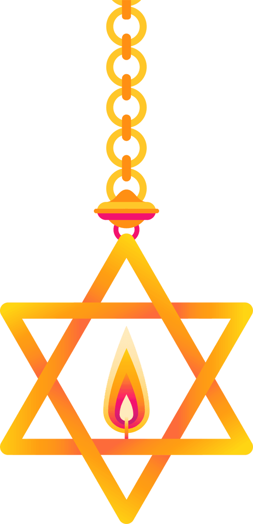 Transparent Star of David Pendant with Flame on Chain