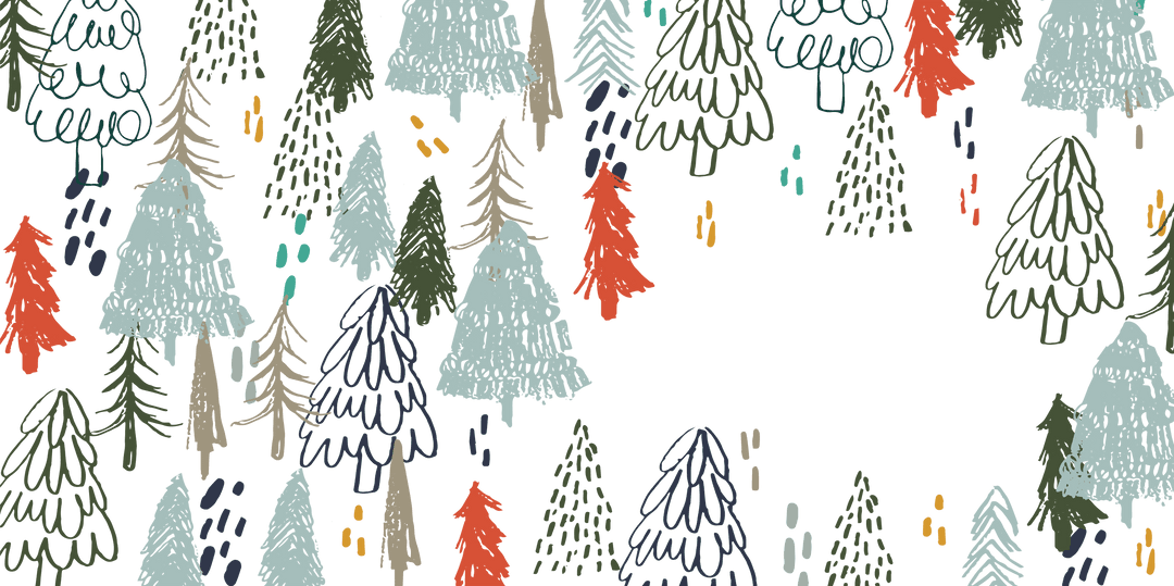 Transparent Forest Pattern with Colorful Christmas Trees