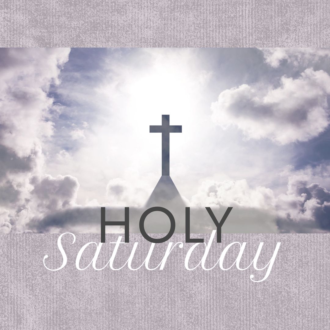 Holy Saturday Silhouette Cross Against Bright Cloudy Sky