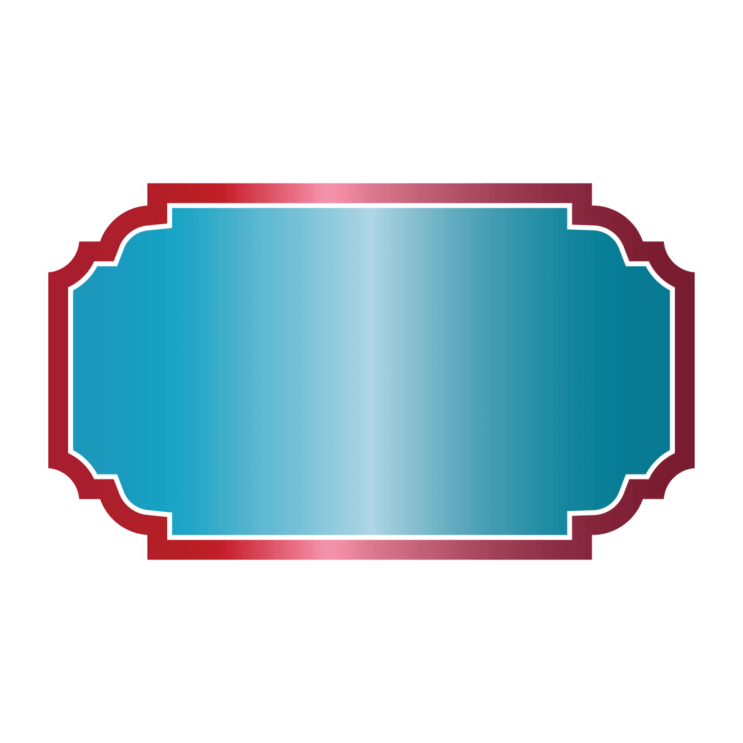 Red and blue badge on transparent background with copy space