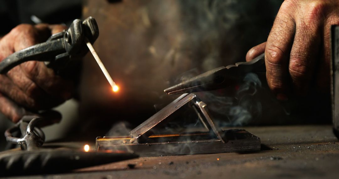 Close-up of Welder Working on Metal Structure in Workshop - Free Images, Stock Photos and Pictures on Pikwizard.com