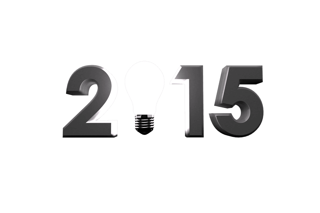 Creative 2015 Design with Lightbulb on Transparent Background
