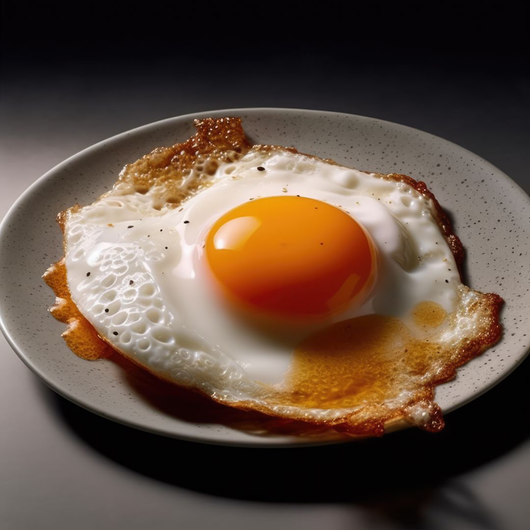 A perfectly fried egg sits on a plate, showcasing a runny yolk - Free Images, Stock Photos and Pictures on Pikwizard.com