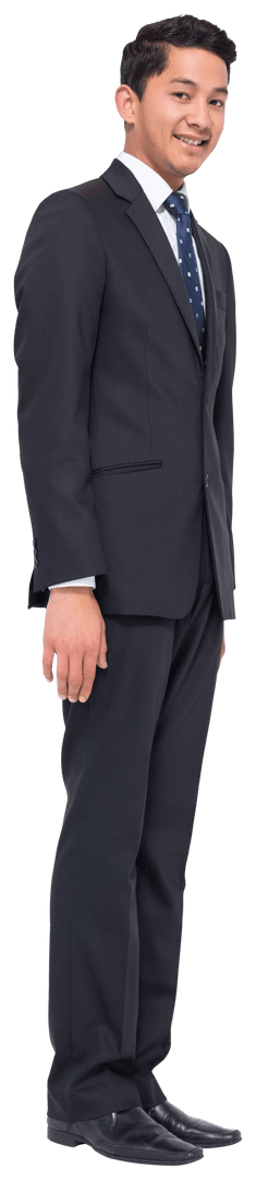 Transparent Businessman in Suit Smiling Confidently