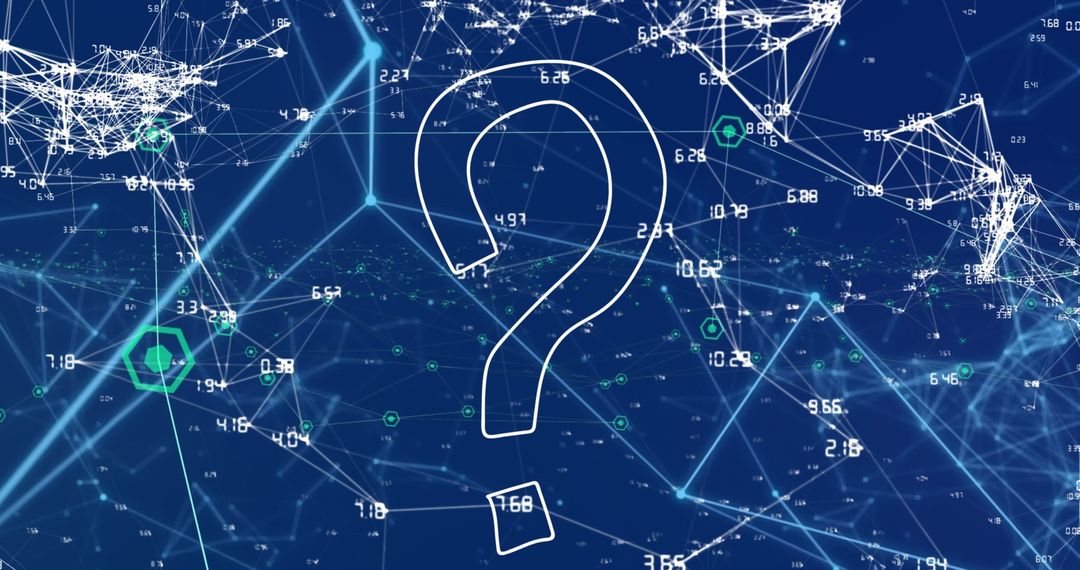 Digital Network with Question Mark Overlaid